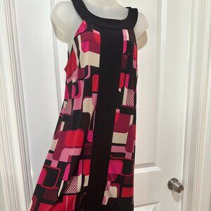 Roulette Red/Black Multi Color Block Sleeveless Sheath Dress, Size L